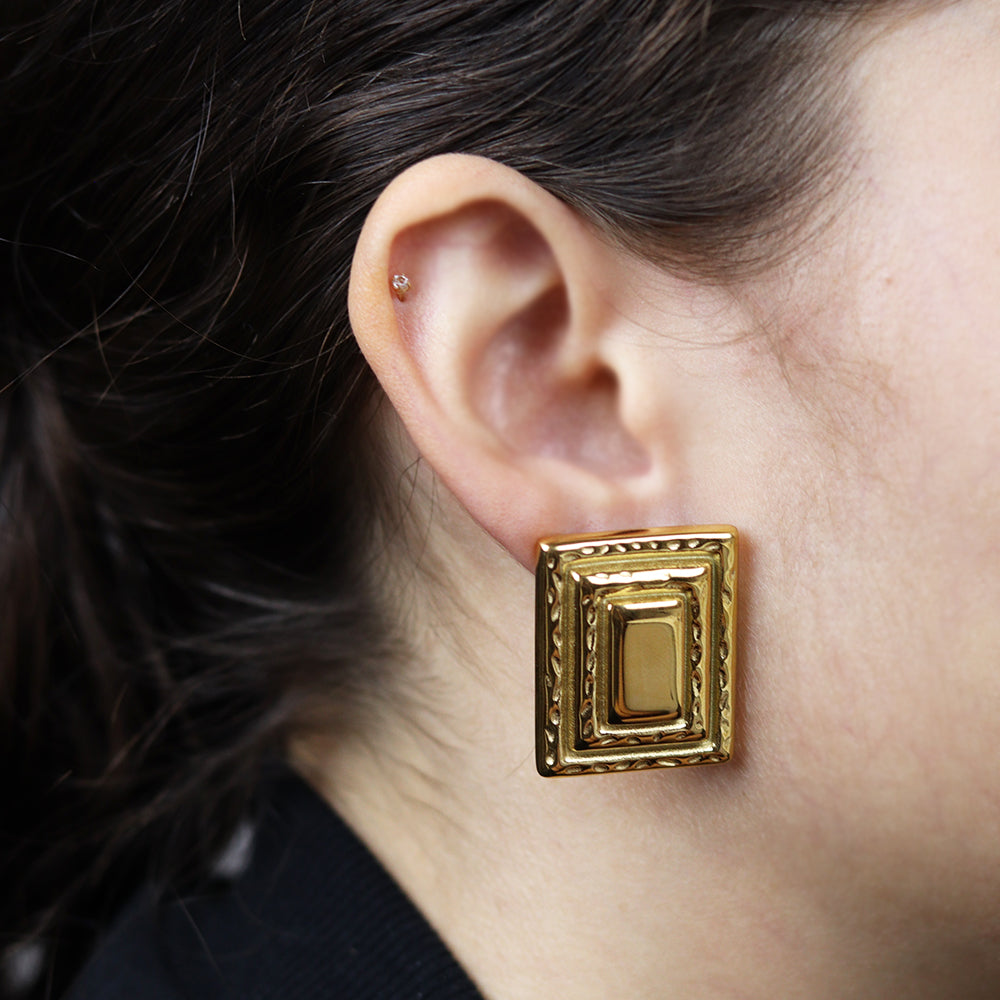 Stainless Steel Gold Plated Earrings #E25