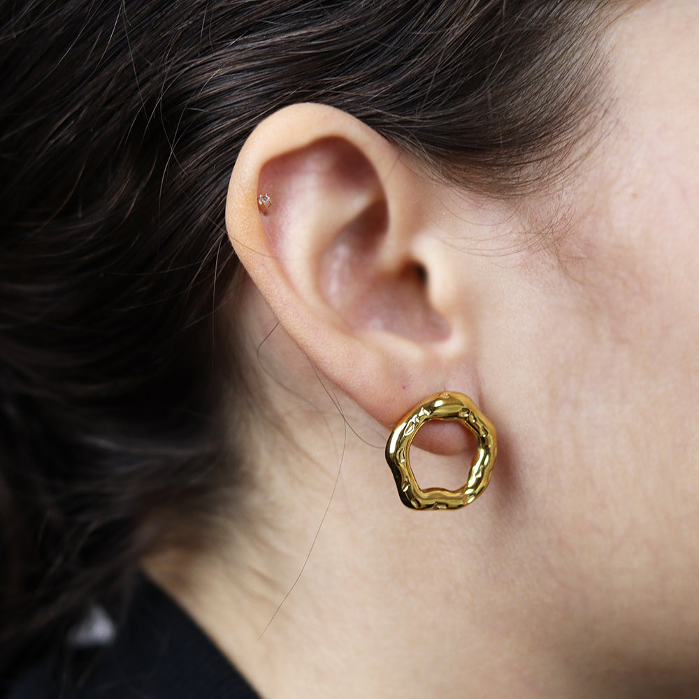 Stainless Steel Gold Plated Earrings #E26