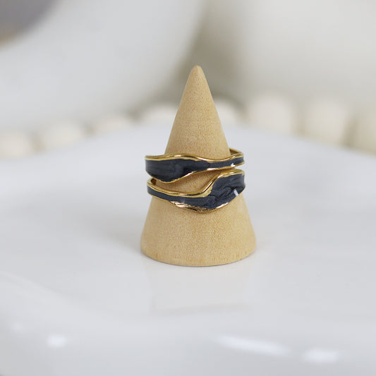 Stainless Steel Gold Plated Ring #R49